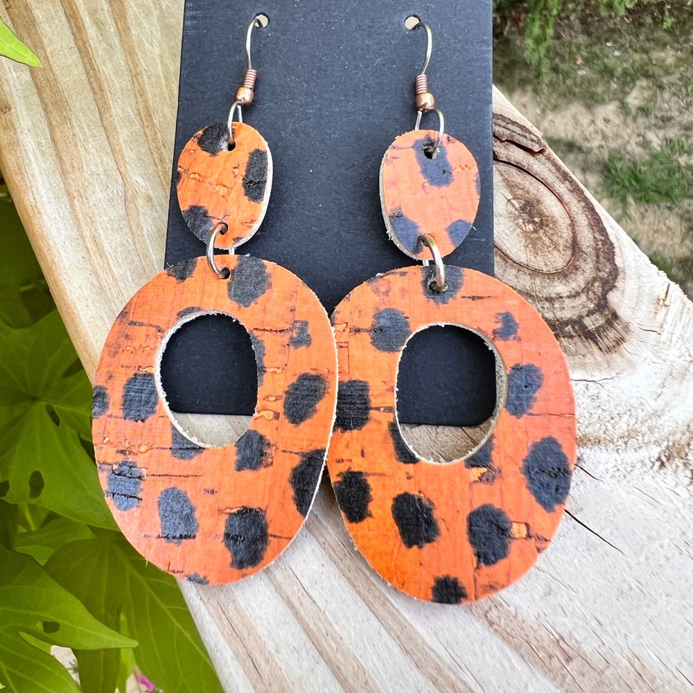 Cork Leather Earrings | Halloween Earrings | Leather Jewelry | Leather Earrings